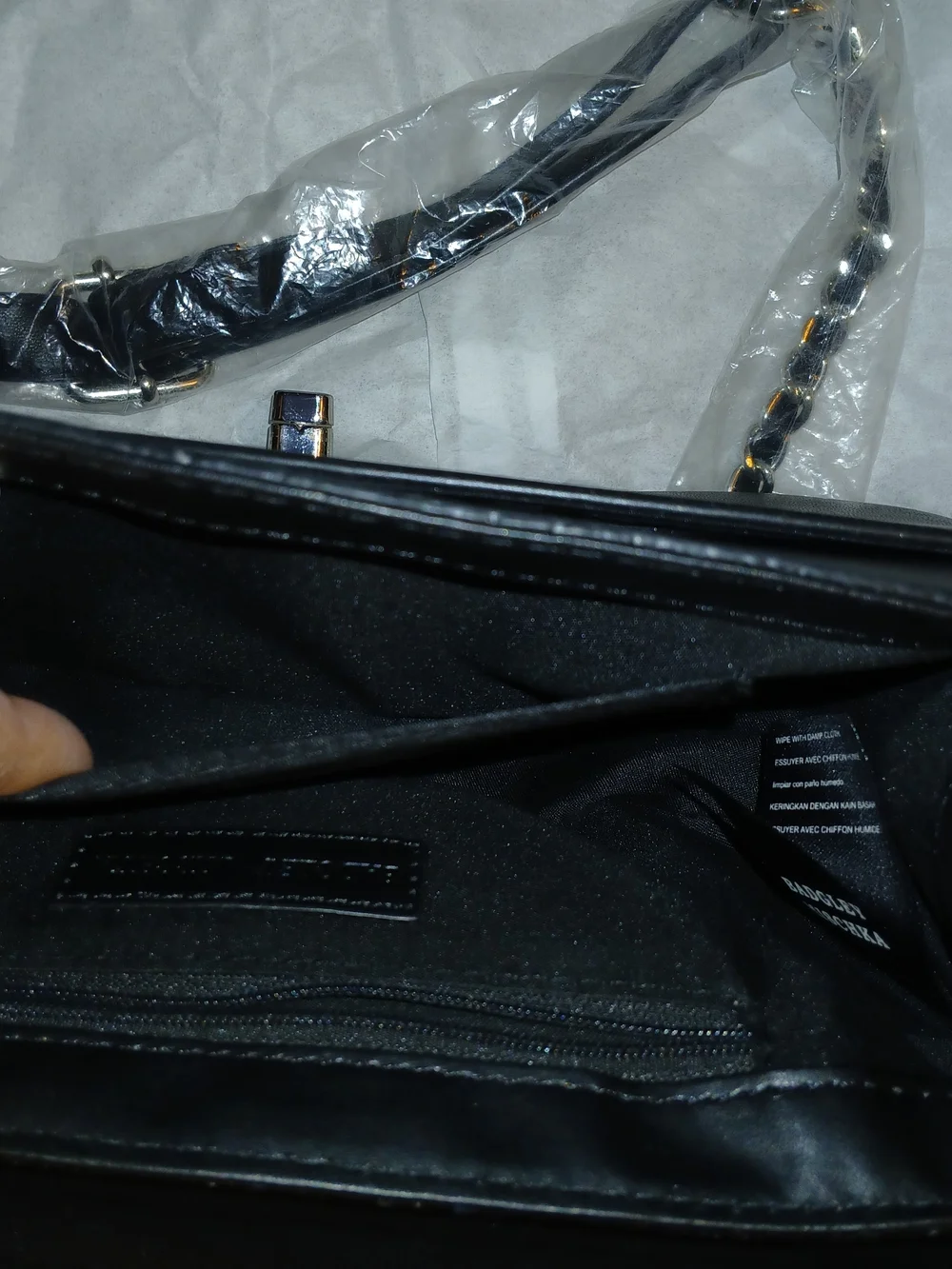 Badgley Mischka Black Quilted Crossbody w/ Pearl Handle Made With Vegan Leather
